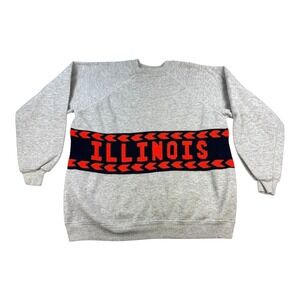 Vintage Illinois Sweater Womens XL Gray Hanes Sweatshirt Pullover Crewneck 90s